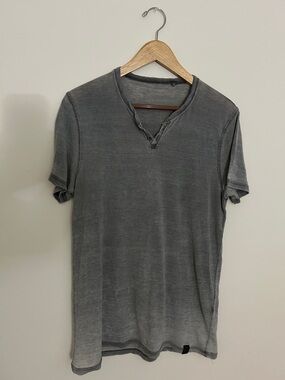 Lucky Brand Washed Gray Short-Sleeve Henley